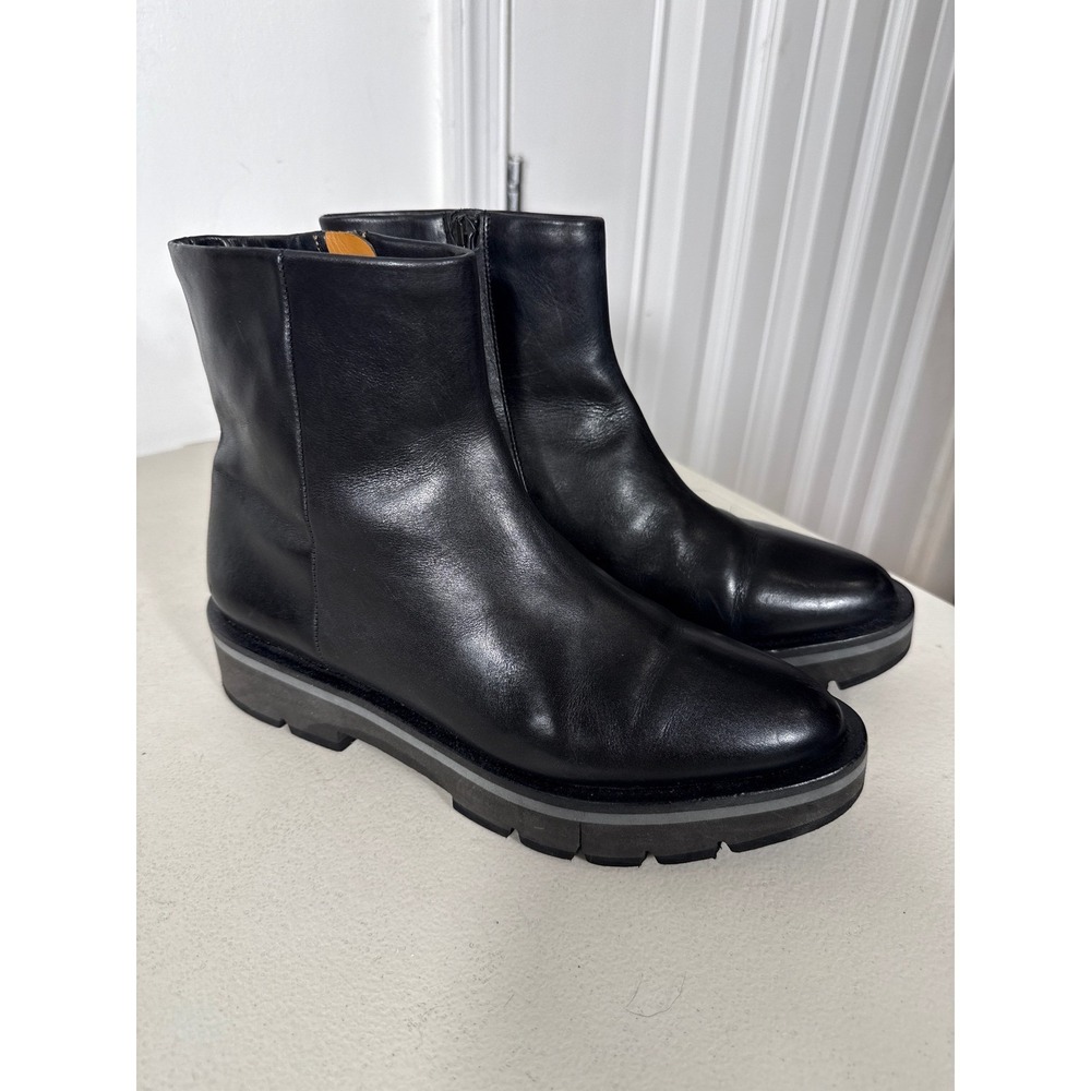 CLERGERIE Black Leather Platform Lug Sole Ankle Boots MADE IN FRANCE Sz 39 or 10